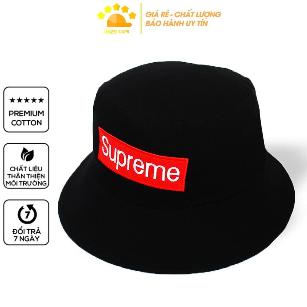 Mũ Bucket Nón Bucket Tai Bèo Nam Nữ SUPREME Đen Vải Kaki Unisex