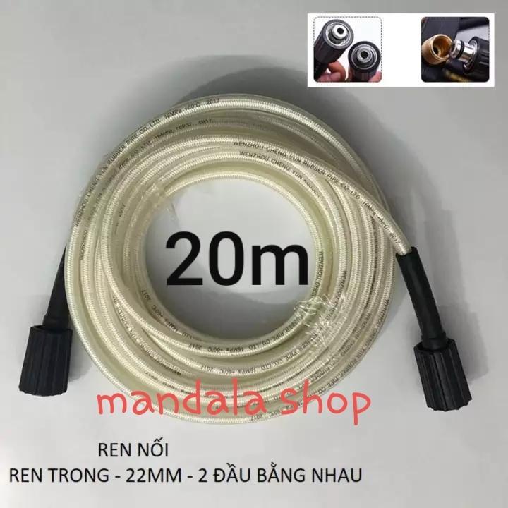 Dây Rửa Xe 20m Cho Máy Bơm Xịt Rửa Áp Lực Cao-Ren Trong 22mm