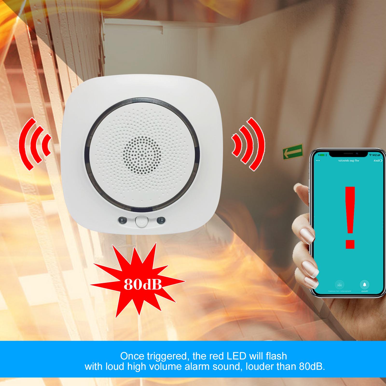ZigBee Tuya Gas Detector Household Combustible Gas Natural CH4 Leak Detector Natural Gas Leak Tester Sniffer Sound Alarm APP Notification Pushing Tuya APP Remote Control