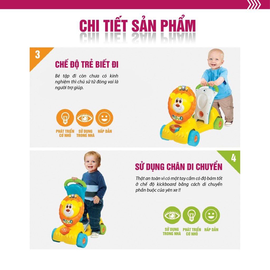 Xe Tập Đi Sư Tử Kết Hợp Xe Chòi Chân Scooter Winfun 0855NL