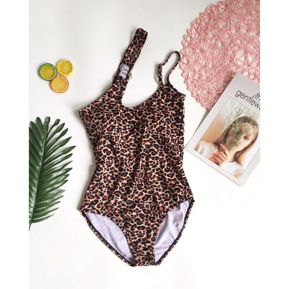 freeship Bikini liền đen lệch vai da báo siêu đẹp mới nhất ( Ảnh chụp thật 100%)