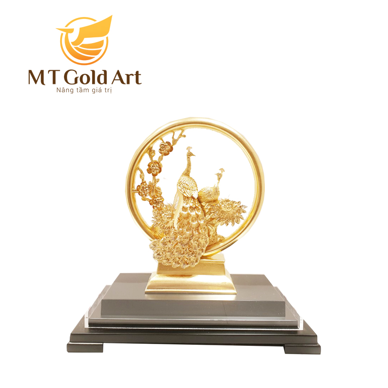Tượng Đôi Chim Công Dát Vàng 24K MT Gold Art- Hàng chính hãng, trang trí nhà cửa, quà tặng dành cho sếp, đối tác, khách hàng