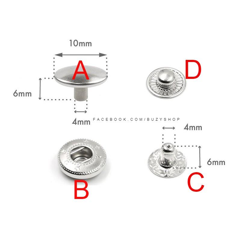 (1 bộ) (có kèm hướng dẫn) nút bấm màu đồng, nút túi ví, nút làm bóp da