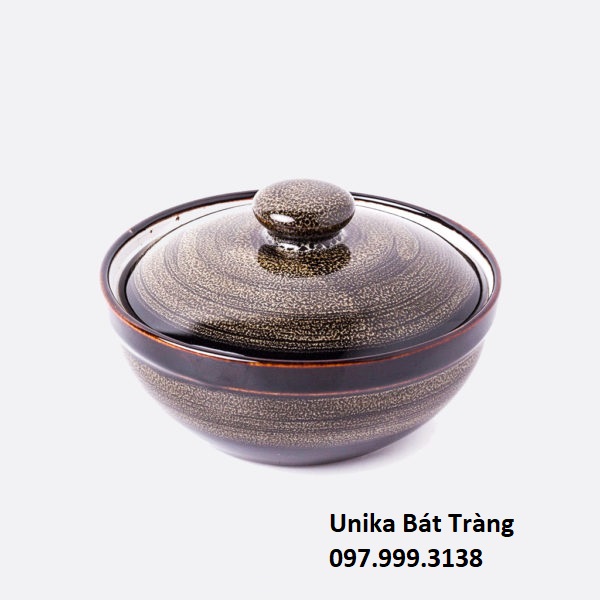 Âu không tai men cánh gián D13*H9cm - Âu cơm nhỏ men hỏa biến - Gốm Unika Bát Tràng
