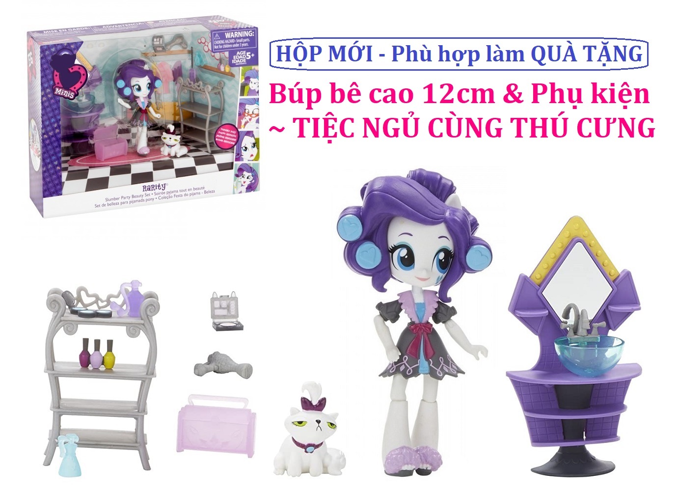 Bộ Búp bê 12cm & Phụ kiện theo chủ đề TIỆC NGỦ CÙNG THÚ CƯNG