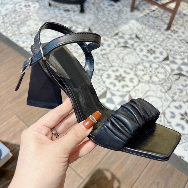 Sandal nữ cao gót 5p,7p quai nhún bèo mẫu mới siêu xinh