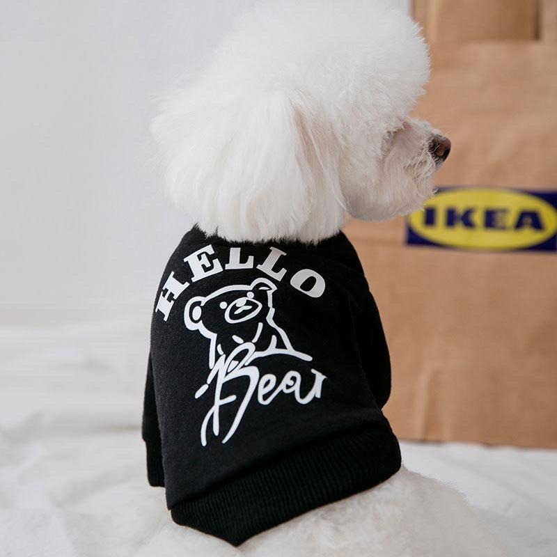 Áo thun Hello cho chó mèo hai màu đen và trắng - Quần áo thú cưng có bảng Size