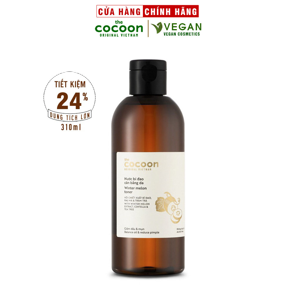 Toner nước bí đao cân bằng da Cocoon 310ml ngăn ngừa mụn ẩn, làm sạch da thuần chay