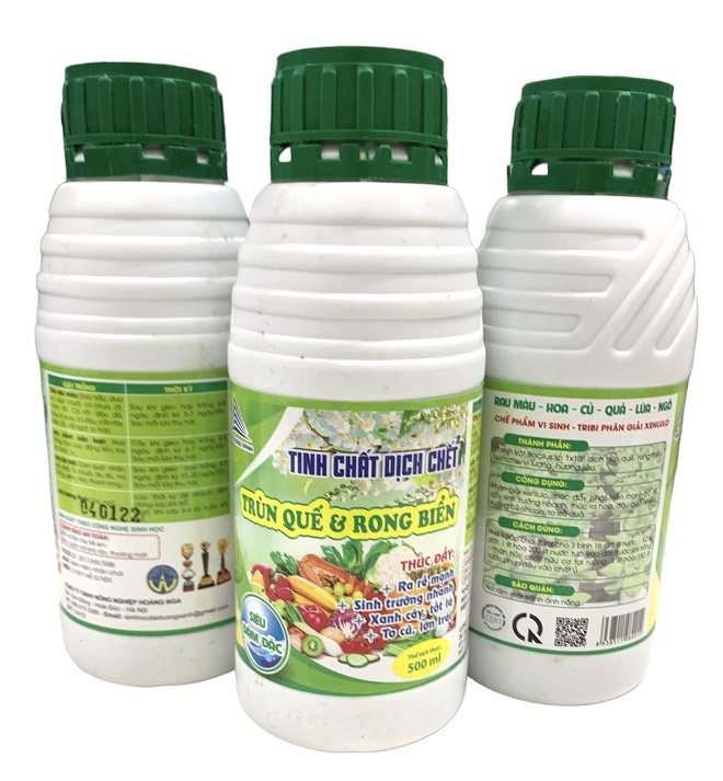 Dịch Trùn Quế Rong Biển - Chai 500ml, giúp to củ, lớn quả, cây ra rễ mạnh, xanh cây, tốt lá