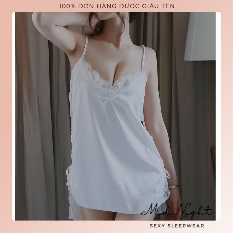 Váy Ngủ Sexy Hở Sườn Quyến Rũ Khiêu Gợi Sang Trọng Mid Night Sexy - Đồ Lót Gợi Cảm Dây Buộc Ren Cám Dỗ Đầy Kích Thích - Màu Đen