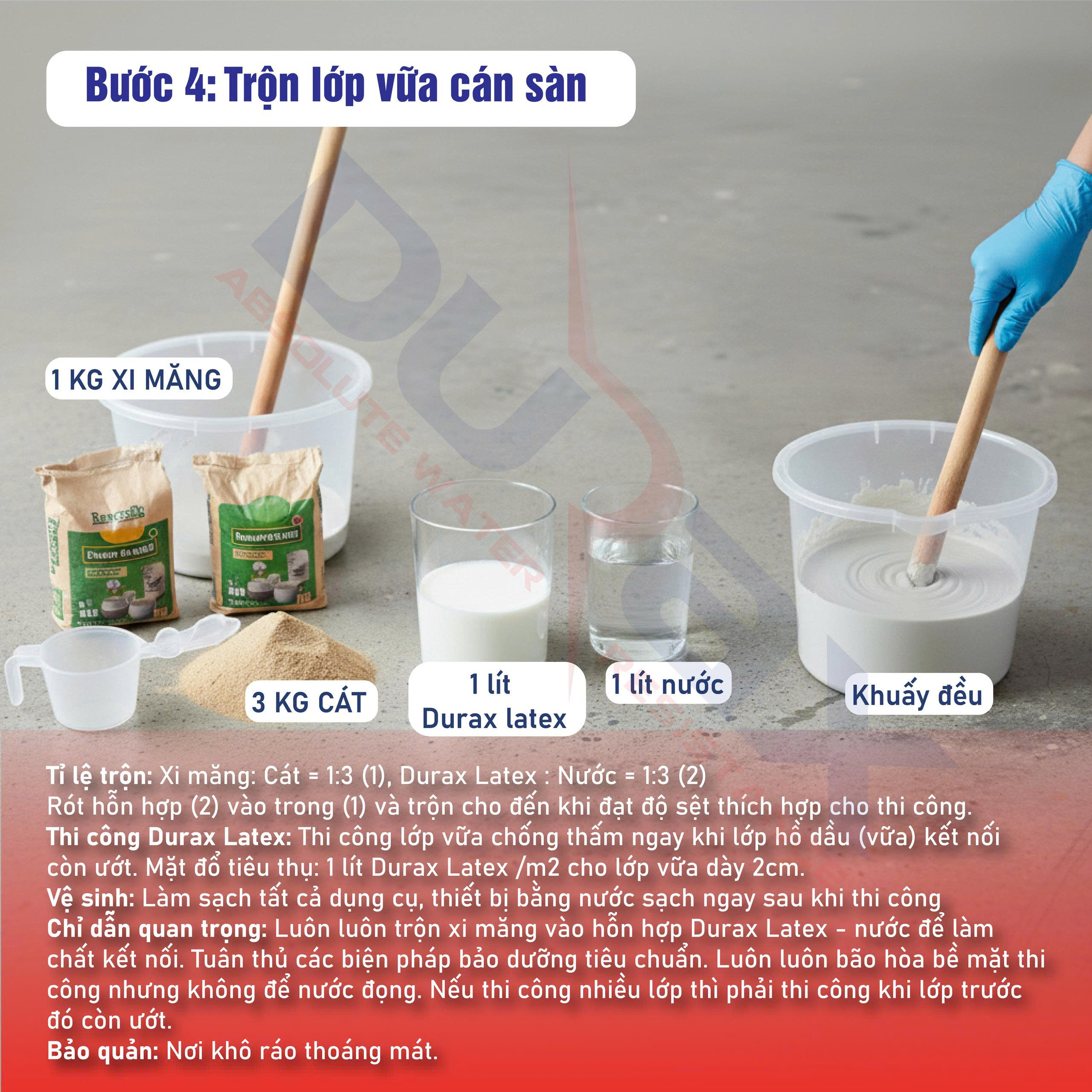 DURAX Latex - Phụ Gia Tăng Cường Chống Thấm, Kết Nối Xi Măng &amp; Vữa