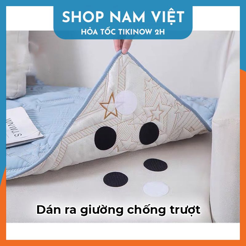 Set 10 Miếng Dán Velcro Tròn Kèm Keo 2 Mặt, Cố Định Thảm, Dán Nệm Sopha, Ra Trải Giường