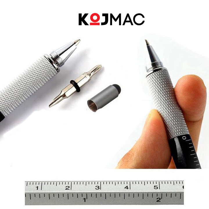 Bút Cảm Ứng Điện Thoại Đa Năng KOJMAC Touch Pen PKA071 6 trong 1 - Hàng Nhập Khẩu ( Tiện Lợi Thông Minh Cao Cấp 6in1 Smart Vẽ Màn Hình Ipad iPhone Tablet Android Phone , Viết được có mực bi, Tua Vít Vặn Ốc 2 Đầu, Thước Kẻ, Thủy Đo Cân Bằng )