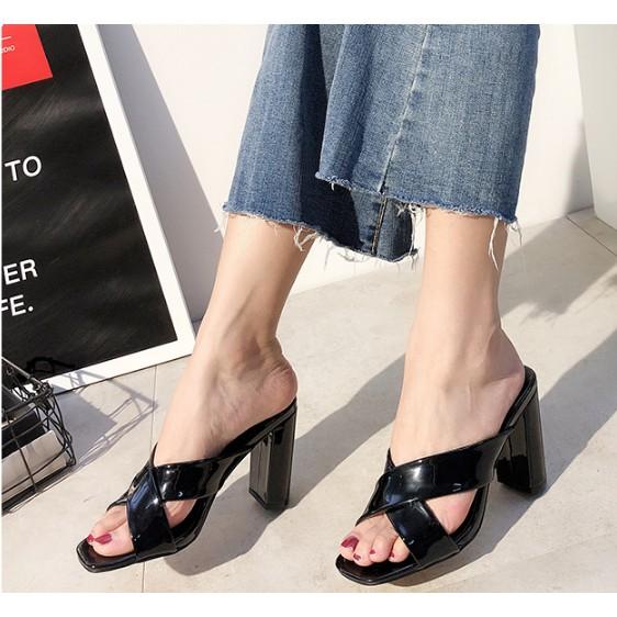 DÉP NỮ CAO GÓT NỮ DA BÓNG CAO 8CM MÃ L_CG14 SANG TRỌNG