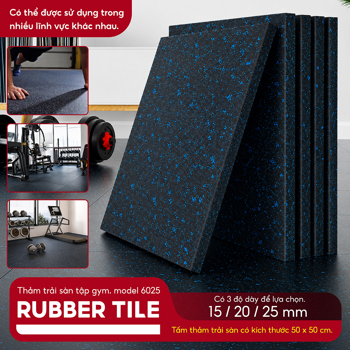 Thảm caosu cứng , Gạch caosu 6025 (50X50X2.5) đạt tiêu chuẩn Mỹ và Châu Âu