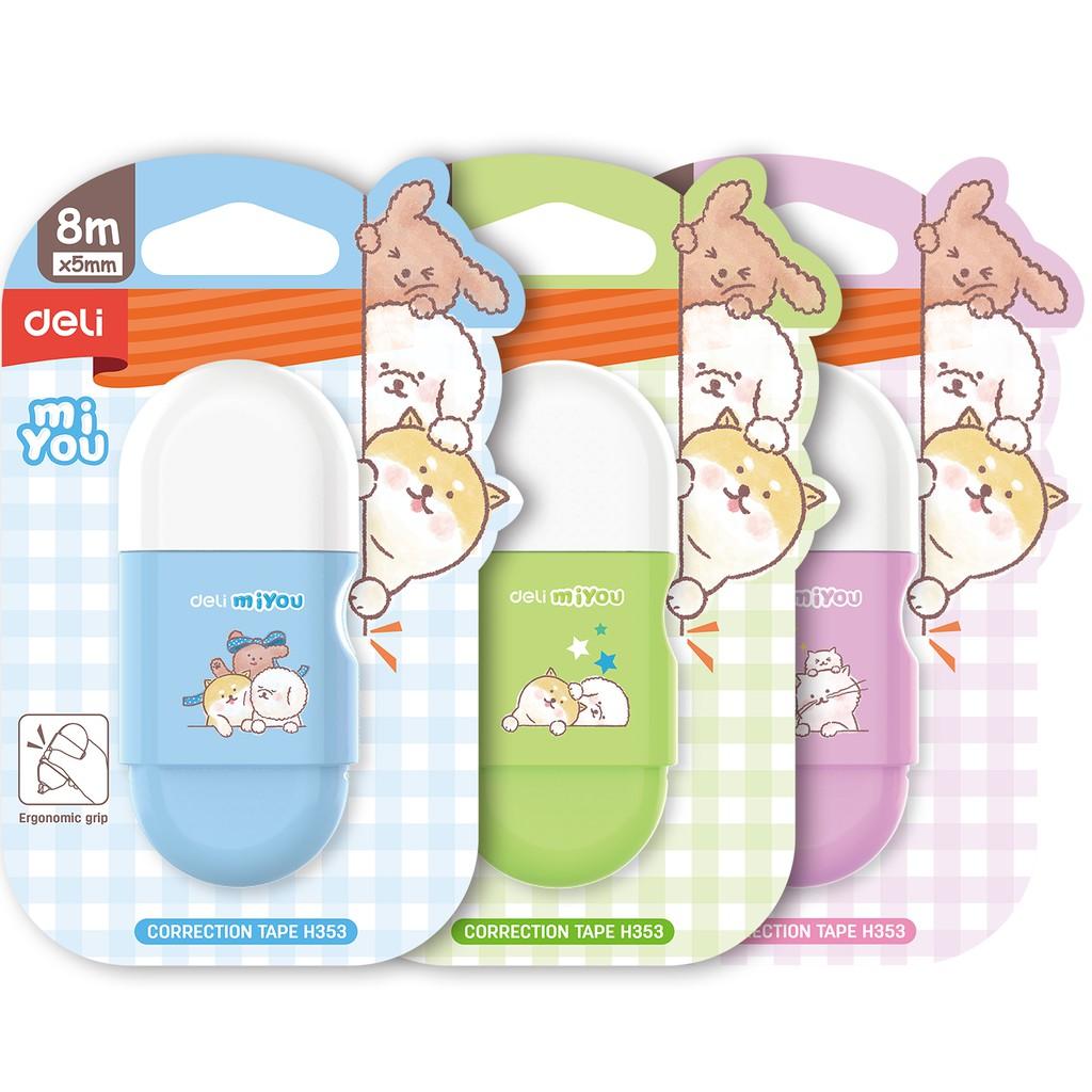 Băng Xóa Kéo Băng Xóa Cute Hình Thú Cưng Ngộ Nghĩnh Deli - Dài 6M 8M - Phù Hợp Cho Văn Phòng, Học Sinh - Eh352 Eh353 - 8M - Eh353