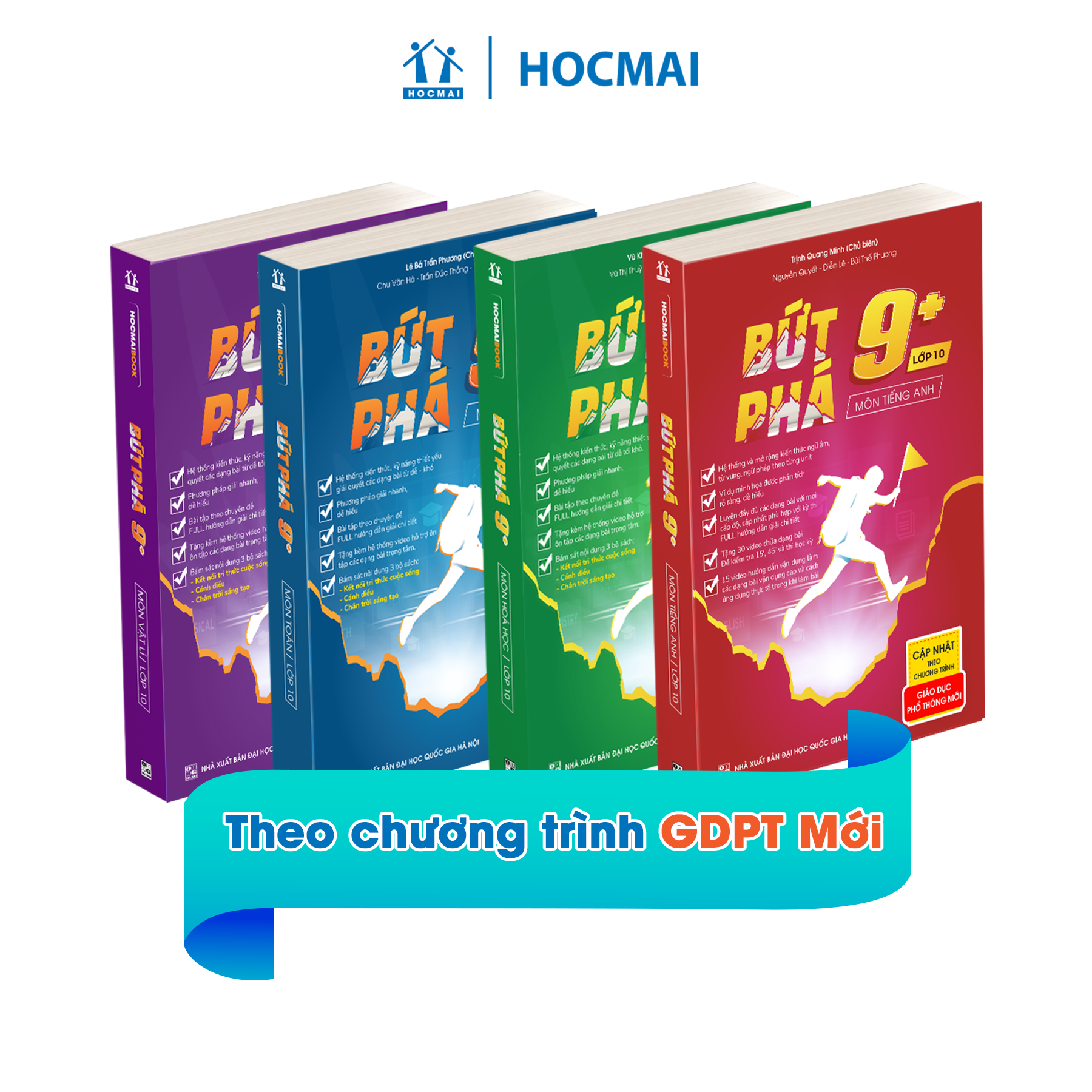 Combo 4 sách Bứt phá 9+ lớp 10 môn Toán, Hóa học, Vật lí, Tiếng Anh