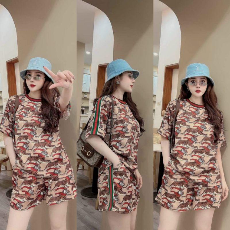 Sét bộ đồ đùi nữ in họa tiết siêu xinh đồ bộ đùi mặc nhà dạo phố siêu xinh