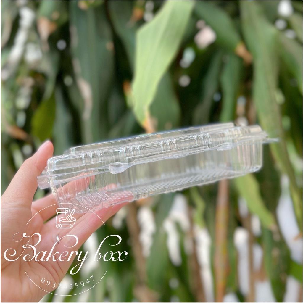 100 Hộp Nhựa Chữ Nhật Nút Bấm H148 Đựng Su Kem - Bánh Crepe