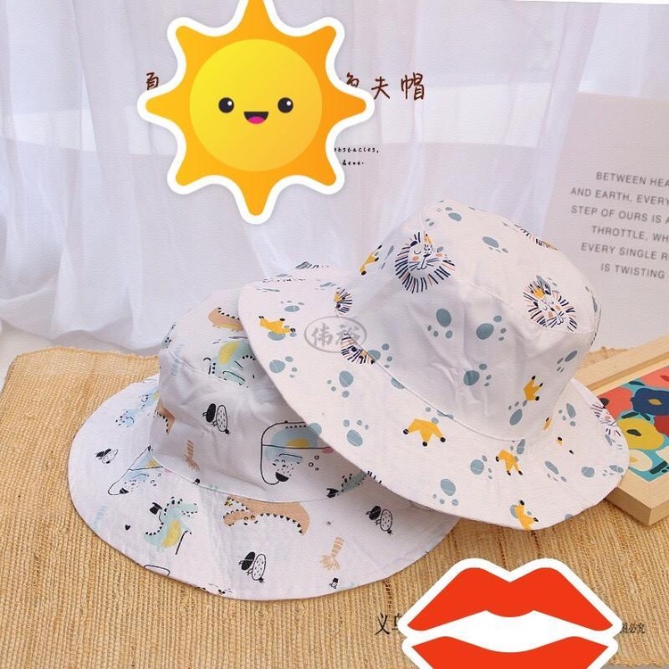 Nón Mũ Tai Bèo Vành Rộng Vải Cotton Mỏng Thời Trang Đi Biển Đi Học Cho Bé 2-5 Tuổi