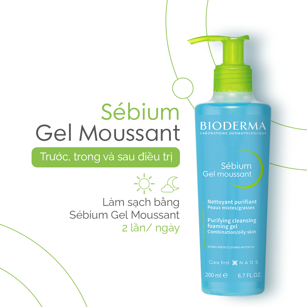 Sửa rữa mặt cho da dầu mụn Bioderma Gel Moussant giúp làm sạch, kiểm soát dầu - OZ Slim Store