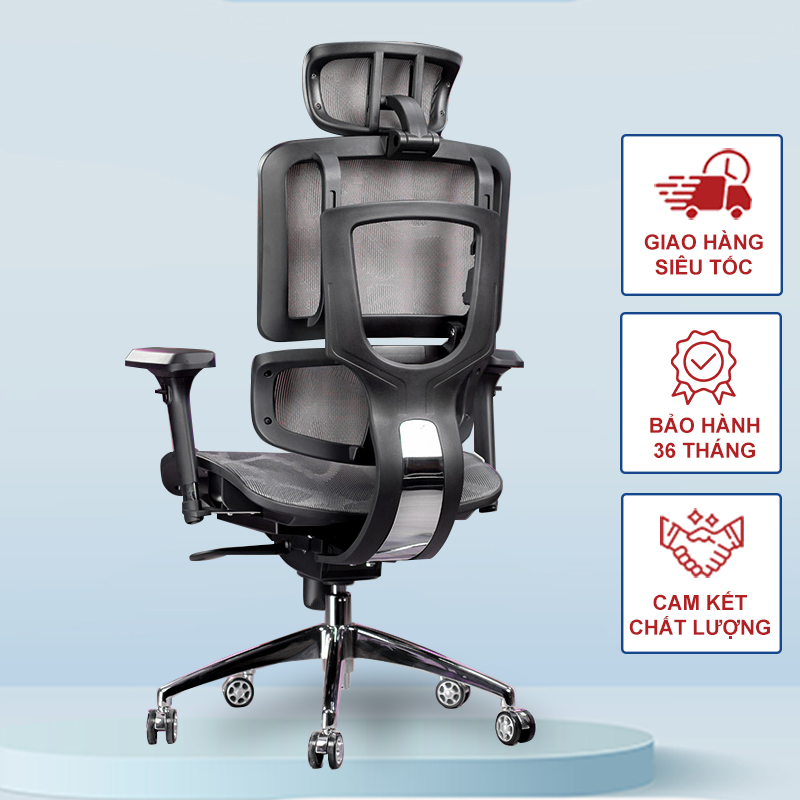 Ghế công thái học Ergonomic Life 02 - Ghế văn phòng làm việc hỗ trợ cột sống chuẩn tư thế, siêu chắc