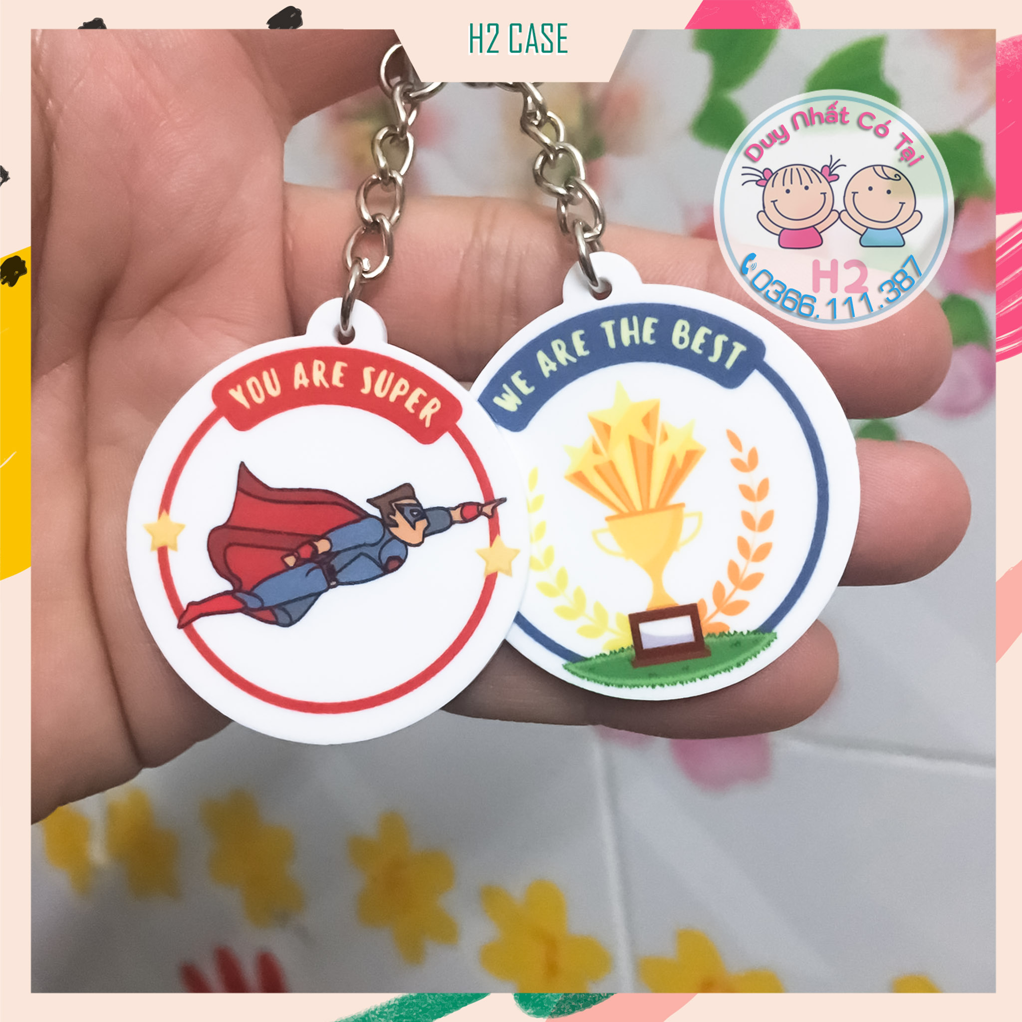 Móc khóa Mica 2 mặt in theo yêu cầu