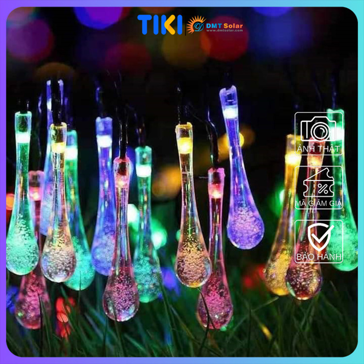 Đèn led dây pha lê giọt nước năng lượng mặt trời dài 10m LD05 ~ 100 bóng [Ánh sáng vàng/Nhiều màu