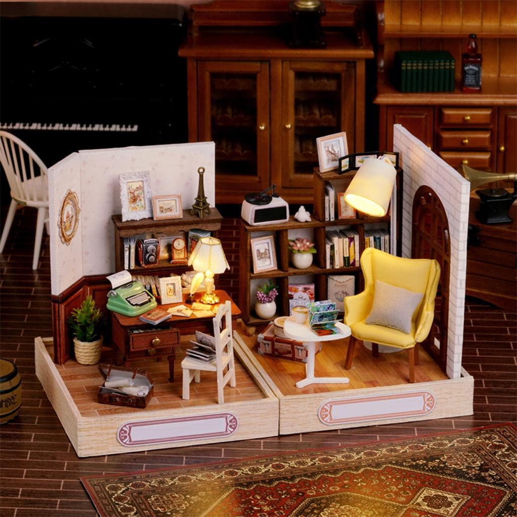 2pcs Creative Miniature Dollhouse Furniture Kits Cottage Dream House
