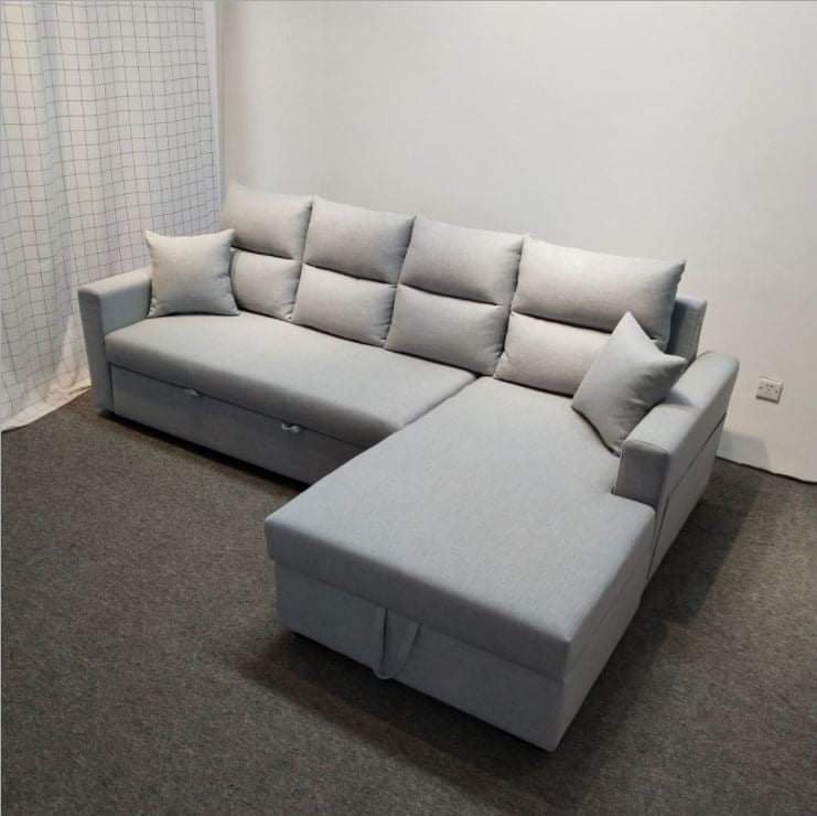 Sofa giường kéo Tundo góc L 250 x 150cm màu xám nhạt