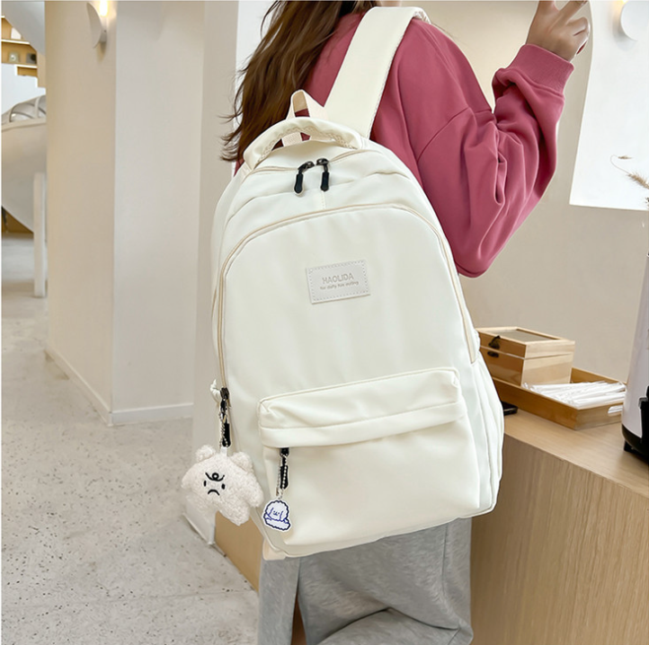 Balo nữ xinh màu trơn đi học thời trang Ulzzang đẹp rẻ dáng to ngăn laptop chống thấm nước học sinh cấp 3 sinh viên