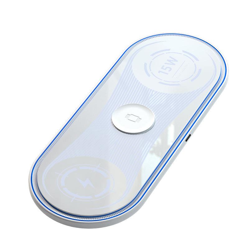 Nguồn giá thấp nhất của nhà máy bộ sạc không dây ba trong một Sạc nhanh 15W Đế sạc không dây Máy tính để bàn sạc không dây qi