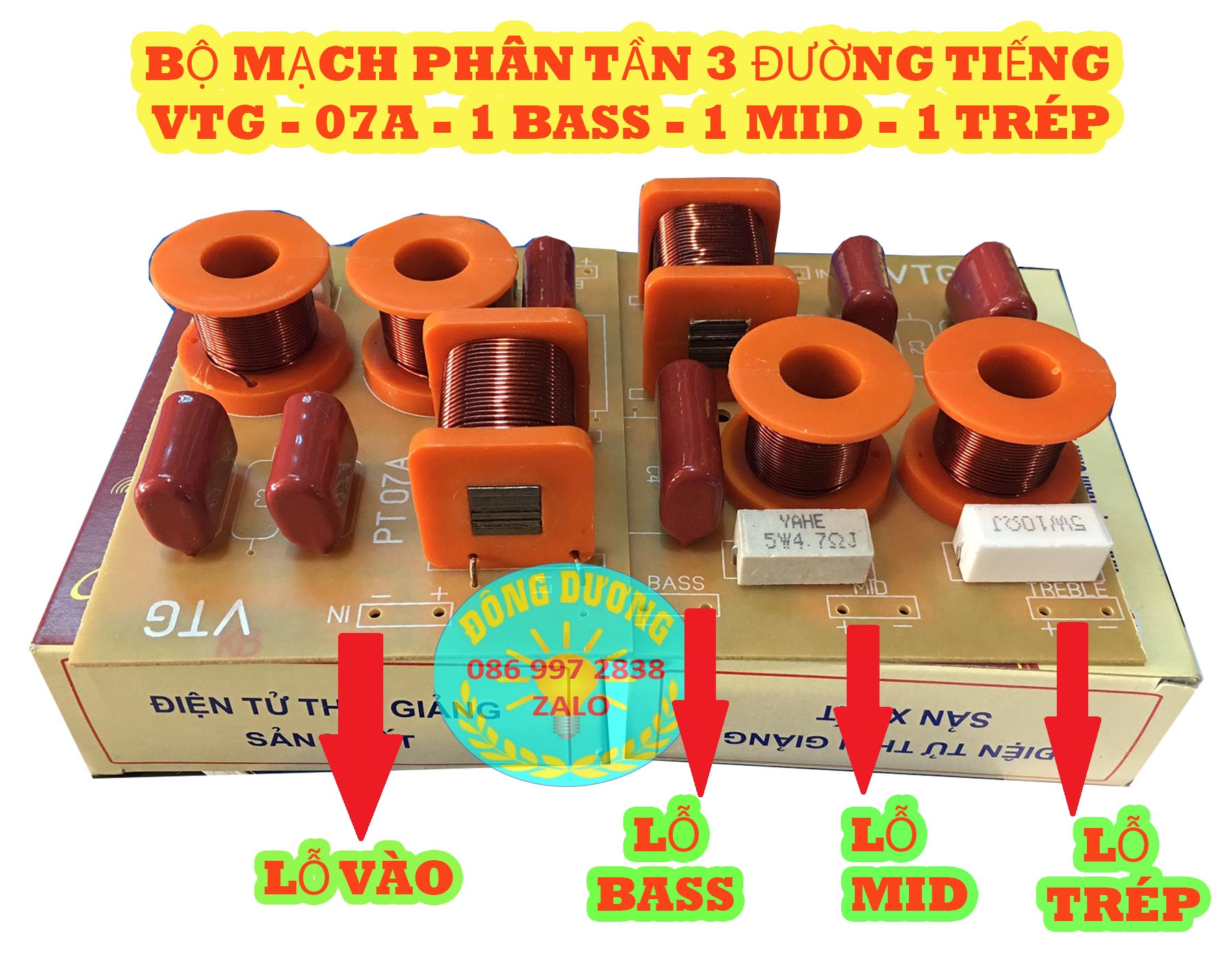 PHÂN TẦN 3 ĐƯỜNG TIẾNG LẮP CHO 1 BASS - 1 MID - 1 TRÉP - MẠCH VTG 07A - HÀNG CHẤT LƯỢNG