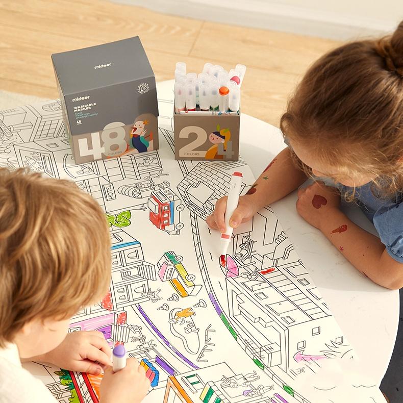 Màu dạ nước xóa được an toàn cho bé Washable Marker Mideer, bộ bút highlight đồ dùng học tập cho bé