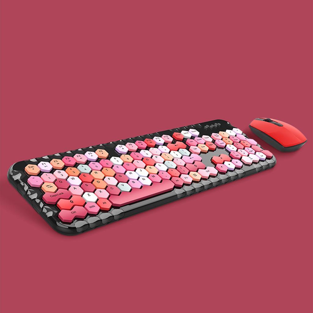 USB Wireless Keyboard and Mouse Combo Set 104 Keys Black Mixed Color