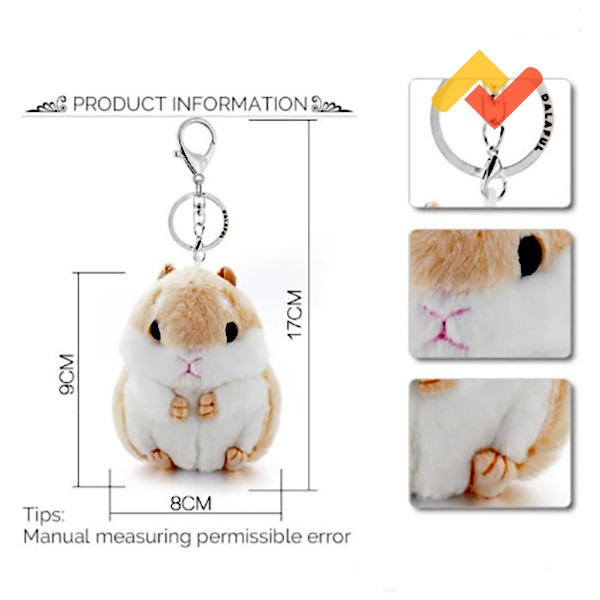 Móc Khóa Chuột Hamster Nhồi Bông Mềm Mại, Siêu Dễ Thương