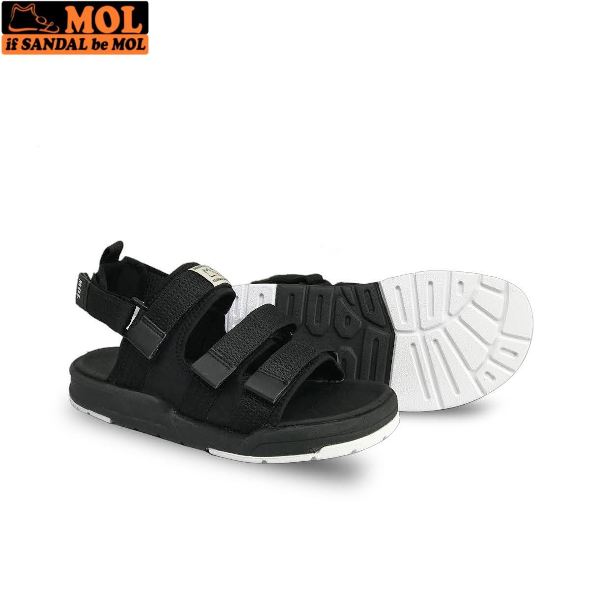 Giày sandal unisex nam nữ 3 quai ngang vải dù có quai hậu tháo rời hiệu MOL mang đi học du lịch MS1802R