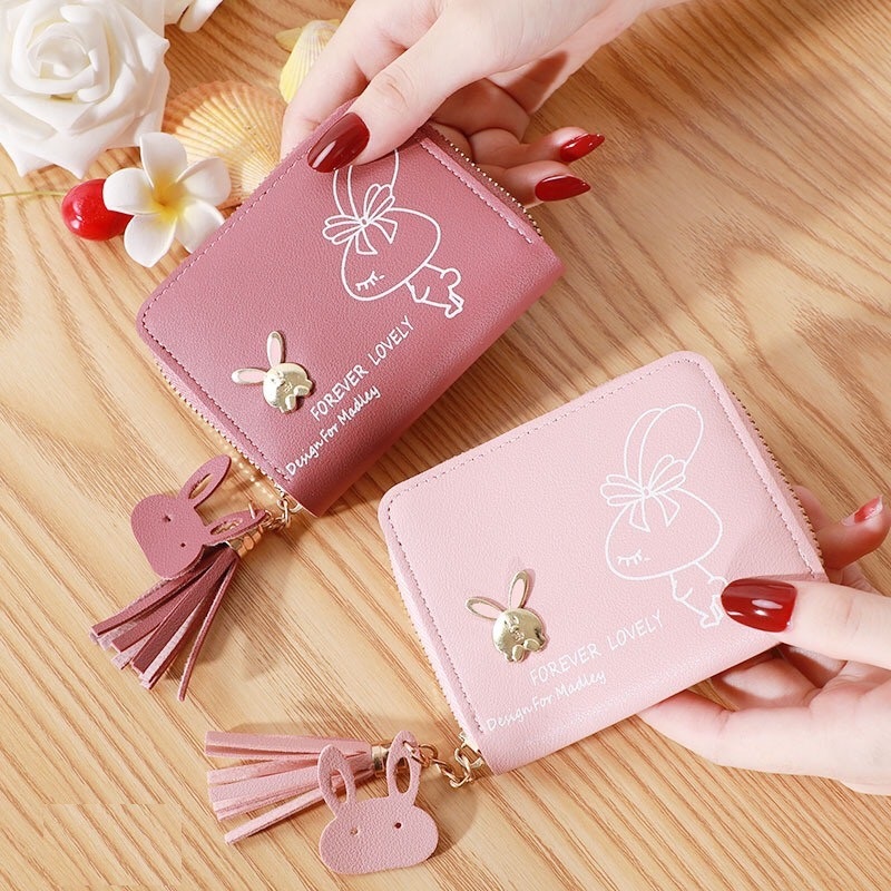 [5 MÀU] VÍ NGẮN NỮ CẦM TAY GẤP ĐÔI MINI  BLCV421 THỎ FOREVER LOVELY THỜI TRANG SIÊU DỄ THƯƠNG