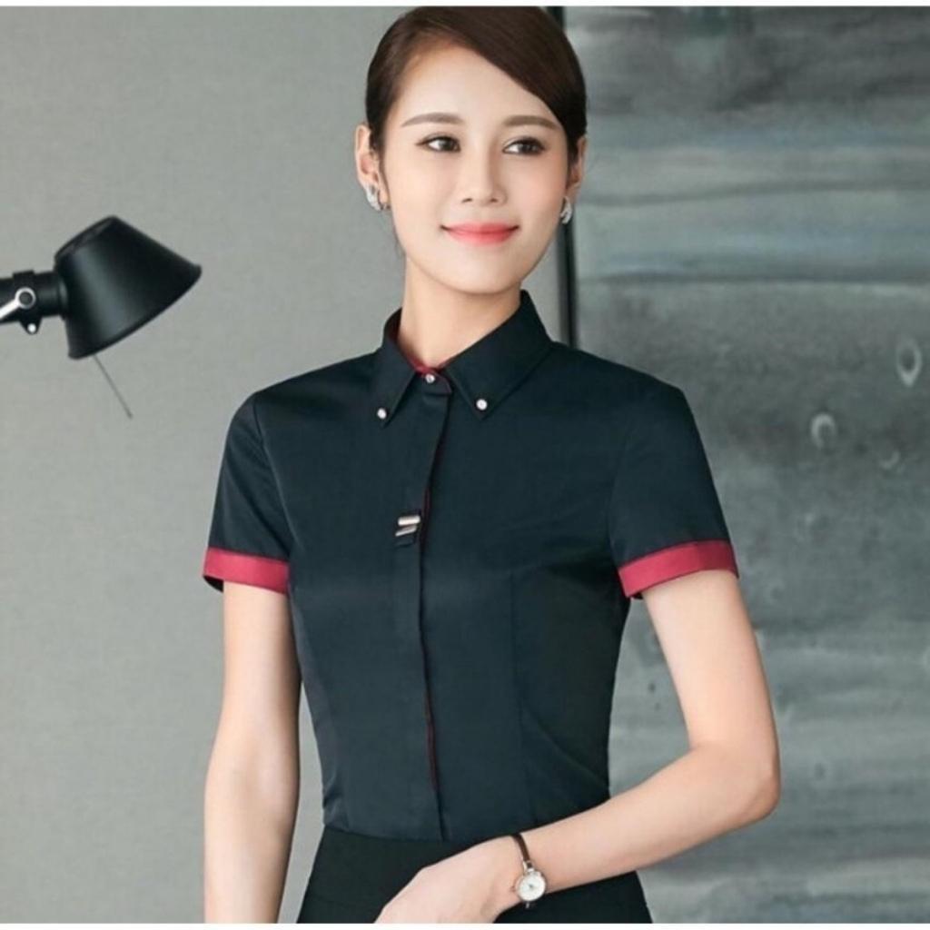 Áo Sơ Mi Nữ Ngắn Tay Viền Trong Cổ Mã K668 Thời trang EMEY LUXURY Chất vải mềm mại thoáng mát chuẩn shop