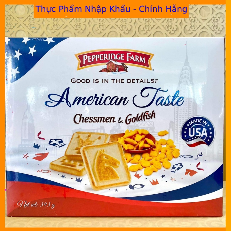 Hộp Quà Tết Bánh Pepperidge Farm American Taste Chessmen &amp; Goldfish Cheddar 393g – Mỹ