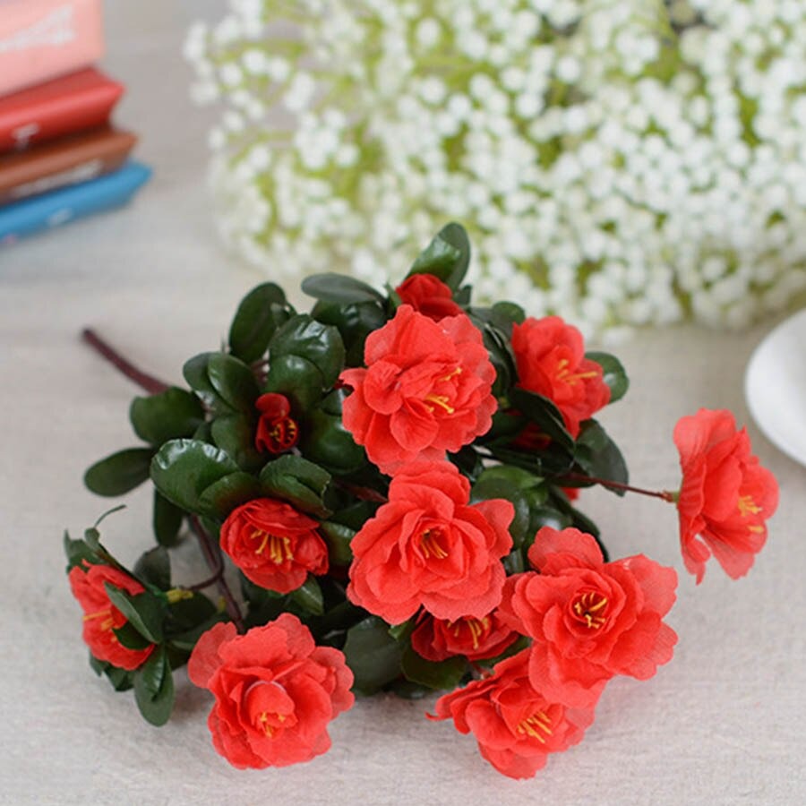 Cụm hoa đỗ quyên giả - dài 40cm - 12 nhánh - Cây giả, hoa lụa trang trí nhà cửa