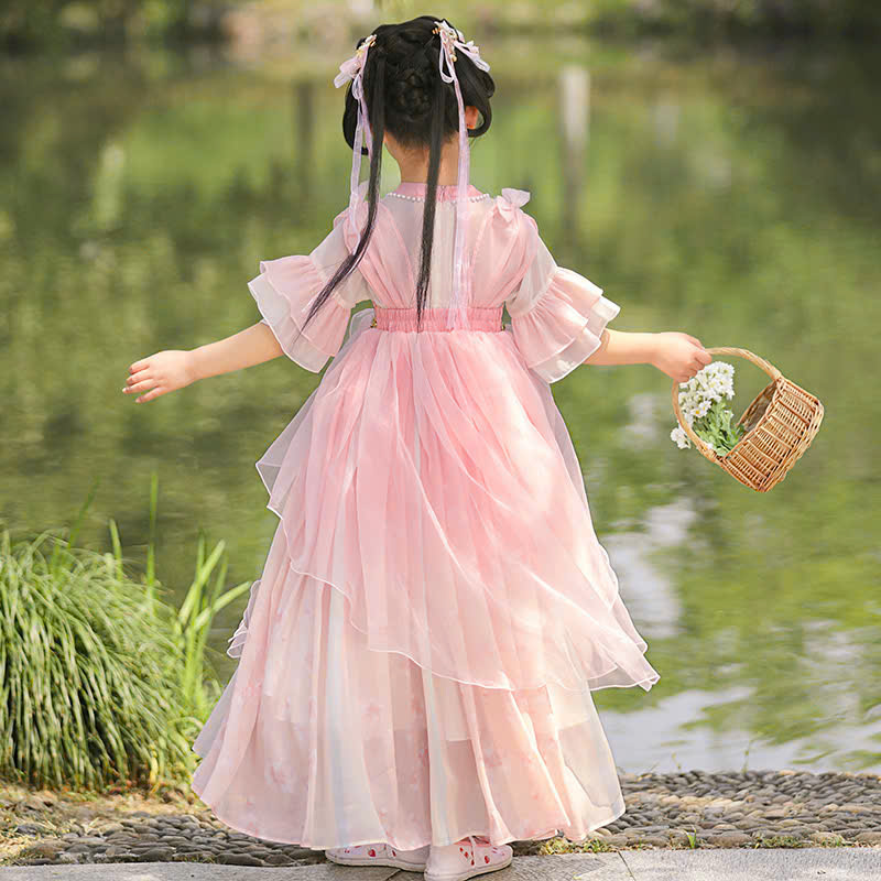 Đầm váy công chúa cổ trang hanfu hán phục cho bé gái diện lễ tết trung thu biểu diễn múa 100-170 hàng Quảng Châu