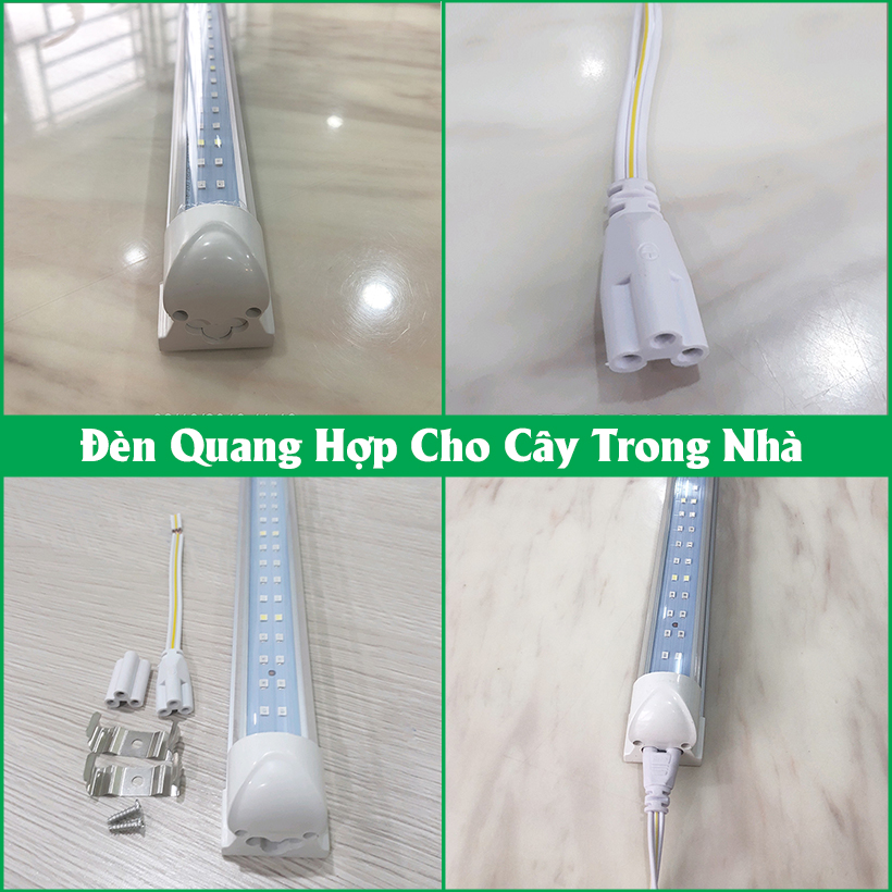 Đèn vượt đông cho cây hoa lan trong nhà (1 bộ) Đèn Led Dài 1.2M ánh sáng màu tím hồng giúp cây quang hợp tốt hơn