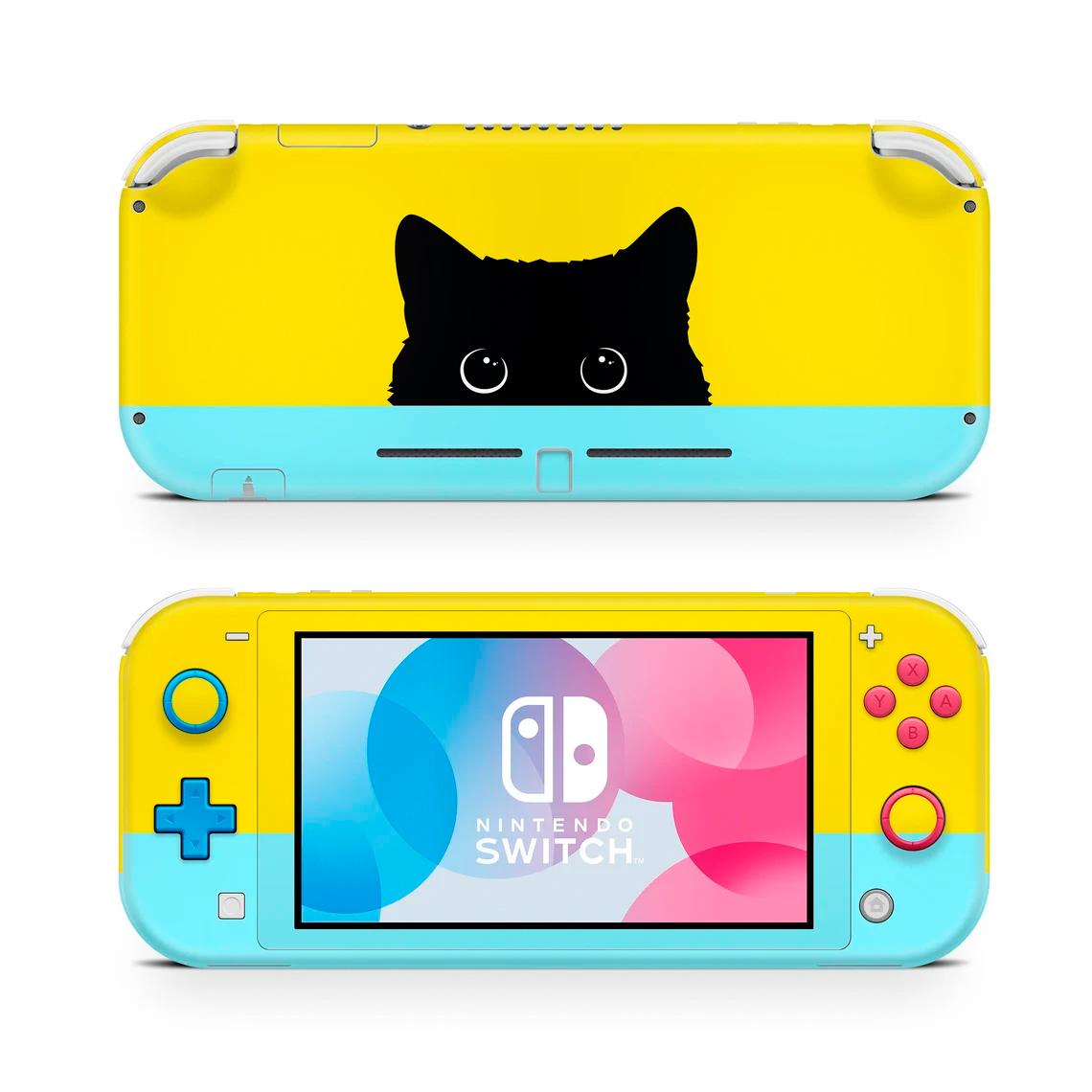 Skin decal dán Nintendo Switch Lite mẫu Pastel Black Cat (dễ dán, đã cắt sẵn)