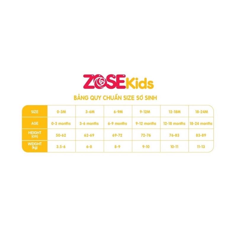 Bộ Body dài tay/cộc tay ZoseKids sơ sinh sợi tre in hình trẻ em Zose Kids size 0-3/3-6/6-9(nhiều mẫu