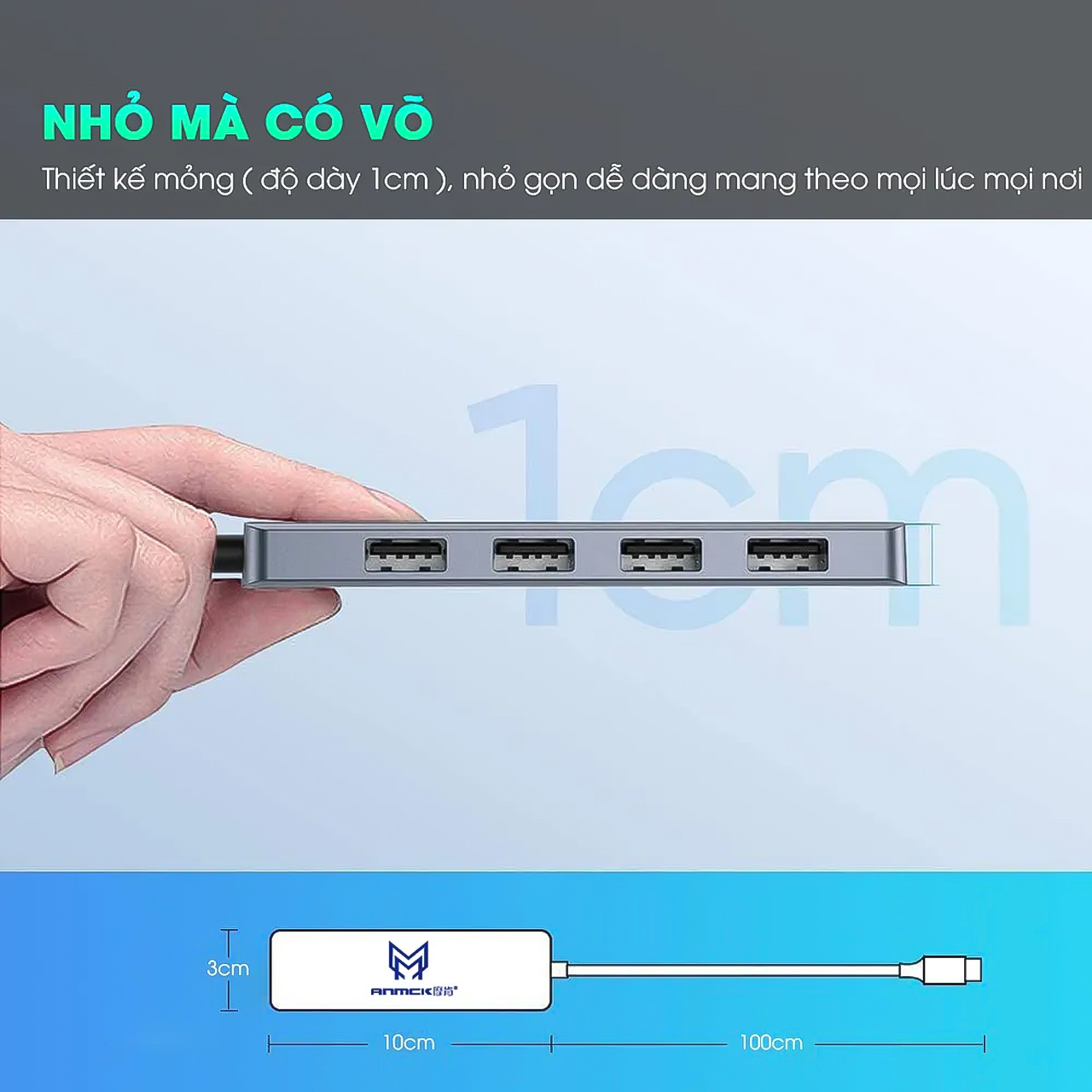 HUB USB 2.0 Cao Cấp Vinetteam MK-U-0401A Thiết Bị Mở Rộng USB Kết Nối Dễ Dàng Cho Laptop và PC - hàng chính hãng