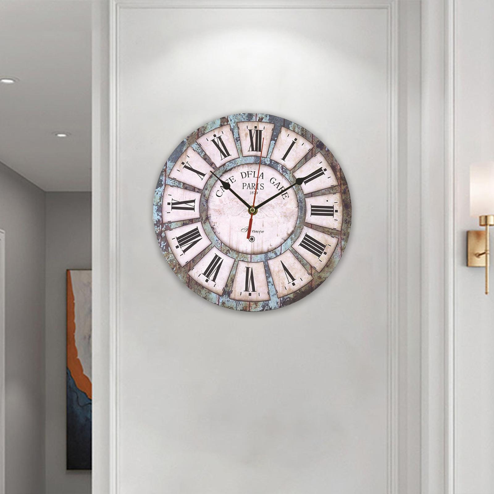 Rustic Wooden Wall Clock Living Room Kitchen Bedroom Decor