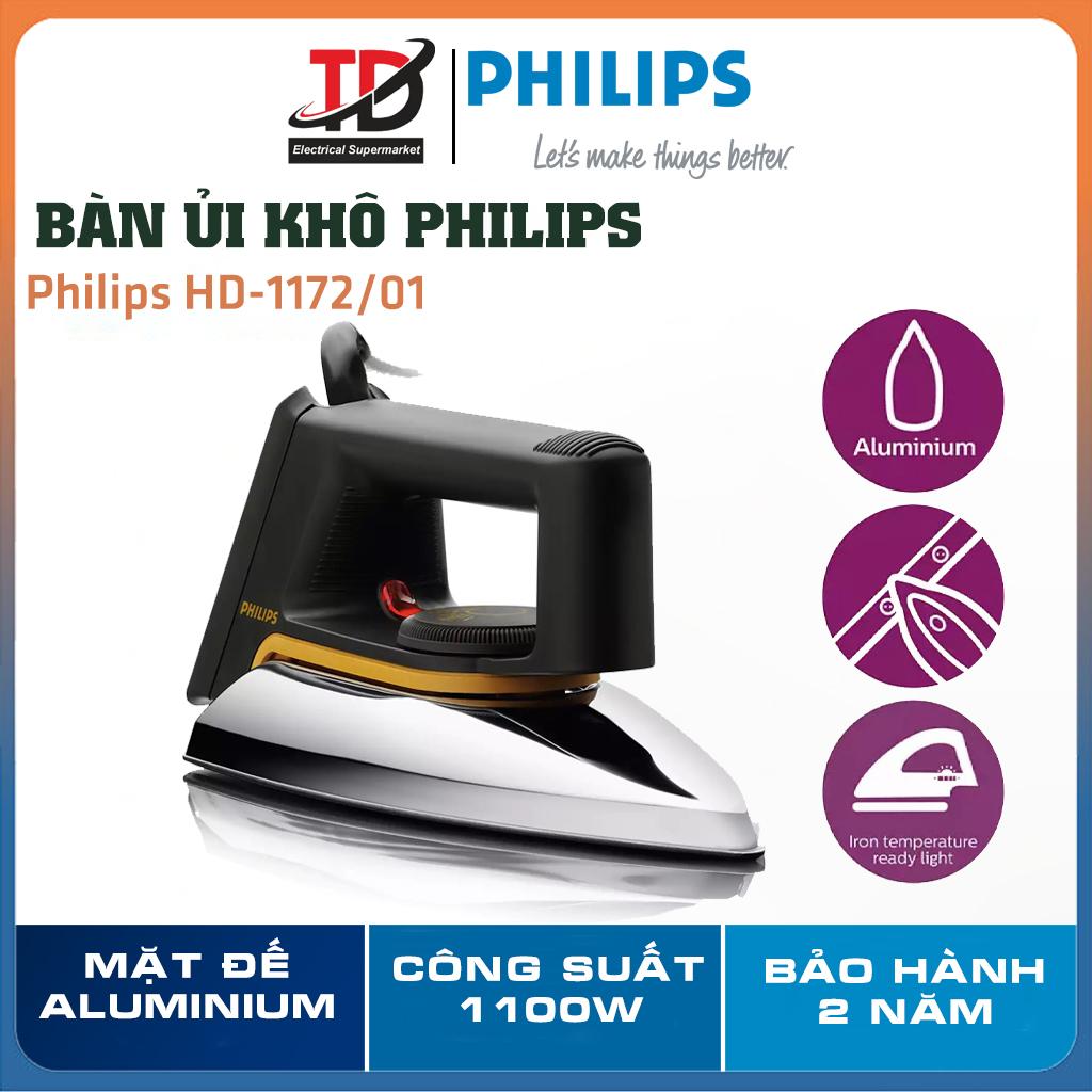 Bàn Ủi Khô Philips HD1172/01, 1100W Ủi Nhanh Thẳng, Hàng Chính Hãng