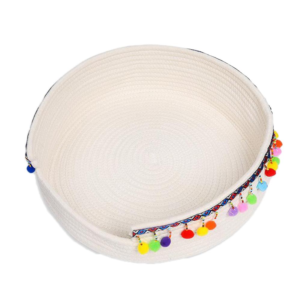 Hand Made Cotton Rope Round Woven Bed for Cat/Dog/Pet Sleeping & Playing, for Summer Winter