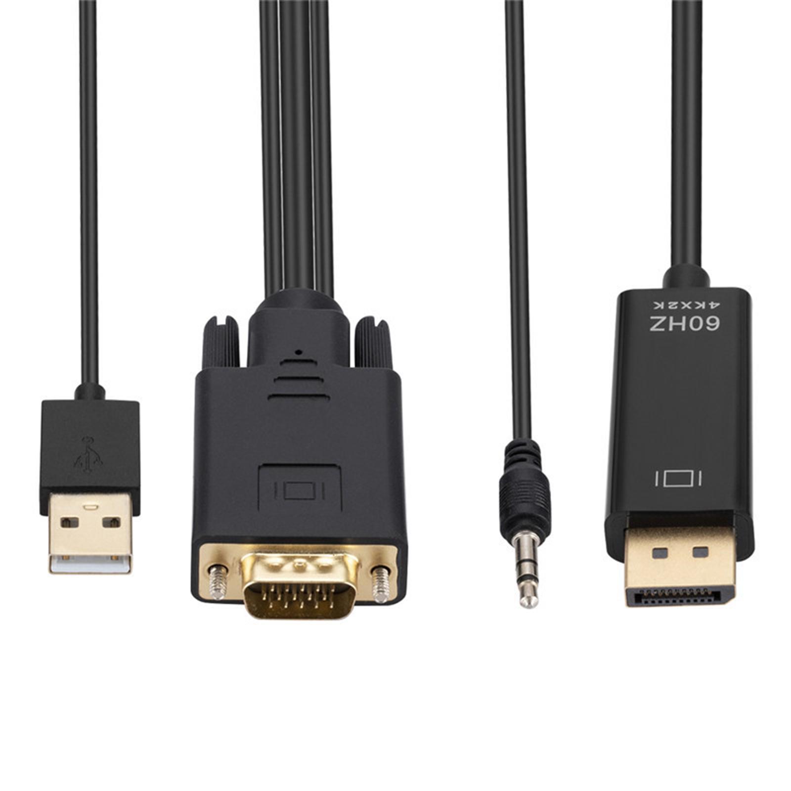 VGA to DP Cable, Male to Male Connection Adapter, Video 1080P 1.8M Converter for Monitor PC Laptop Computer
